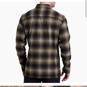 Kuhl long sleeves warm neutral plaid colors cotton and Tercel blend comfort